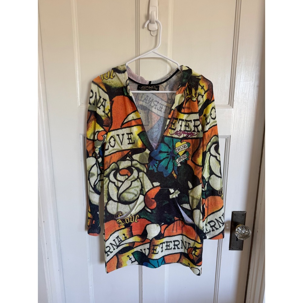 Ed Hardy Eternal Love hooded sweater top size medium